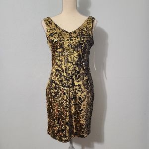 Olivia Matthews Gold Sequin Tank Dress‎ NWT Size 6 Petite